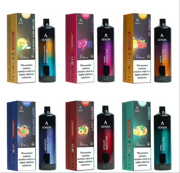 Adalya 16000 Puffs disposable vape with 20ml e-liquid, rechargeable Type-C, mesh coil technology