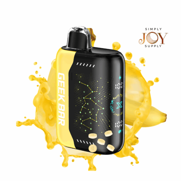 Geek Bar Pulse X 25000 disposable vape, sleek black design with digital screen, long-lasting 25000 puffs, wholesale bulk supply by Simply Joy Supply.