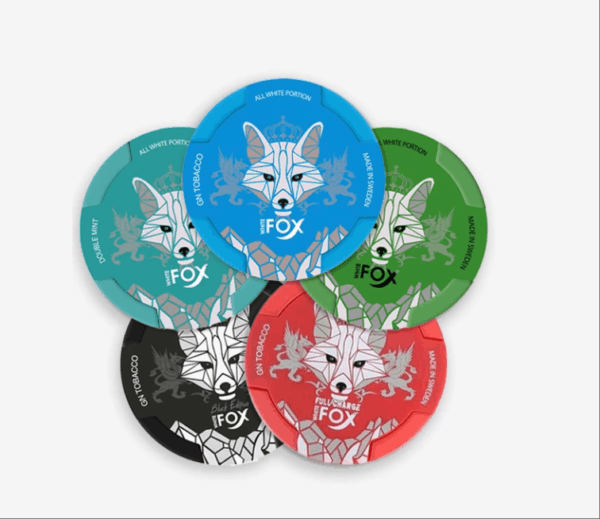 White Fox nicotine pouches – all strengths 12mg, 16.5mg, 20mg, 30mg – Double Mint, Classic Mint, Full Charge, Peppered Mint, Black Edition